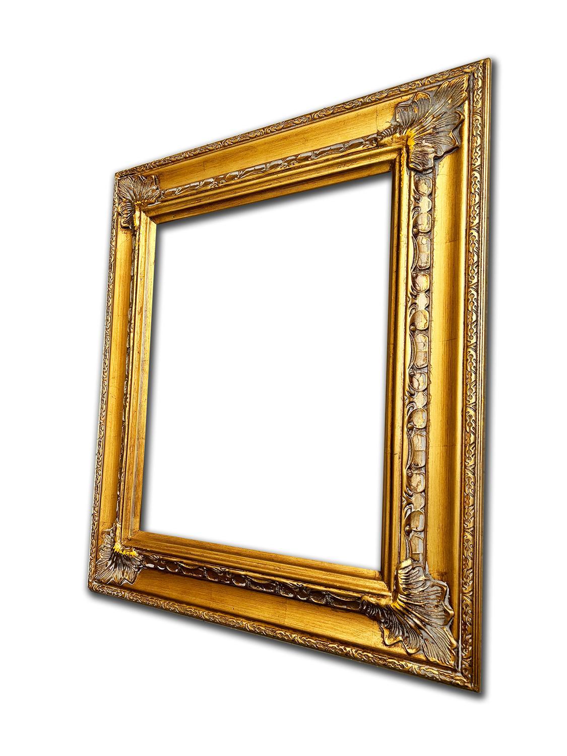 40x50 cm or 16x20 ins, golden frame