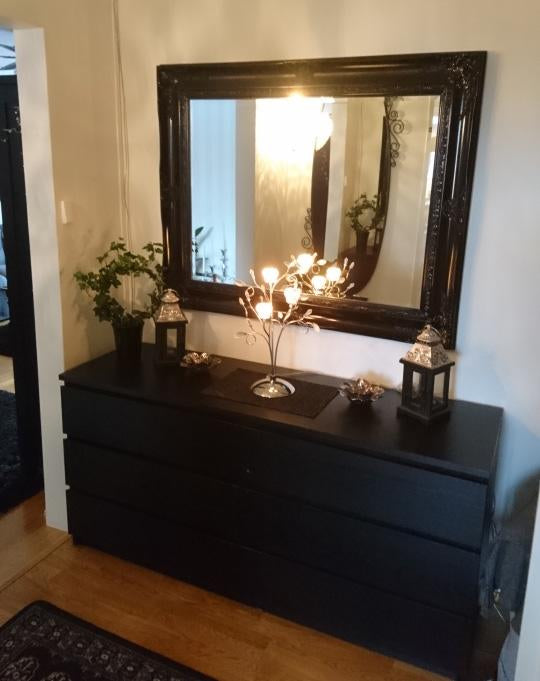 Beveled mirror in solid wood, 24x46 ins