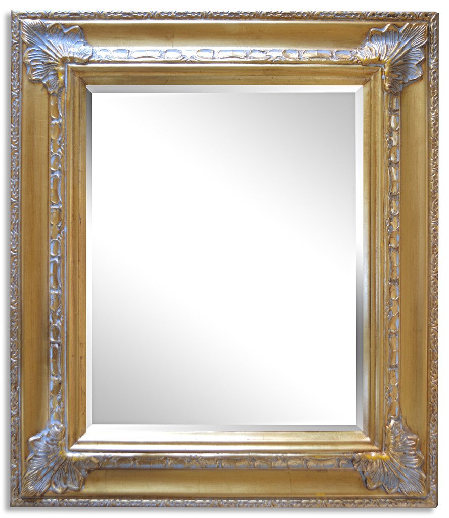Beveled mirror with solid wood, 26x31 ins