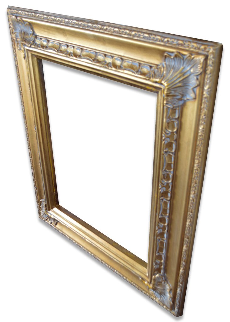 Beveled mirror with solid wood, 26x31 ins