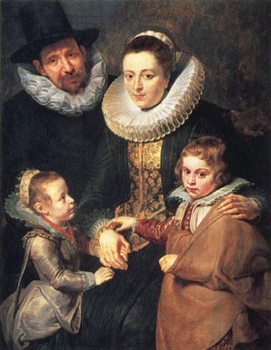 Fan Brueghel the Elder and his Family,Peter Paul Rubens, 50x40 cm