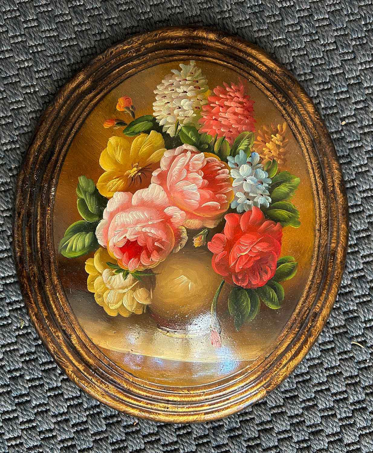 Flowers with fantastic frame, whole size 27x33 cm