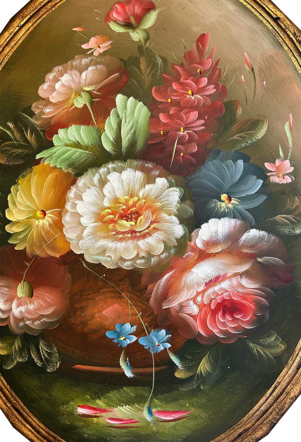 Flowers with fantastic frame, whole size 36x48 cm