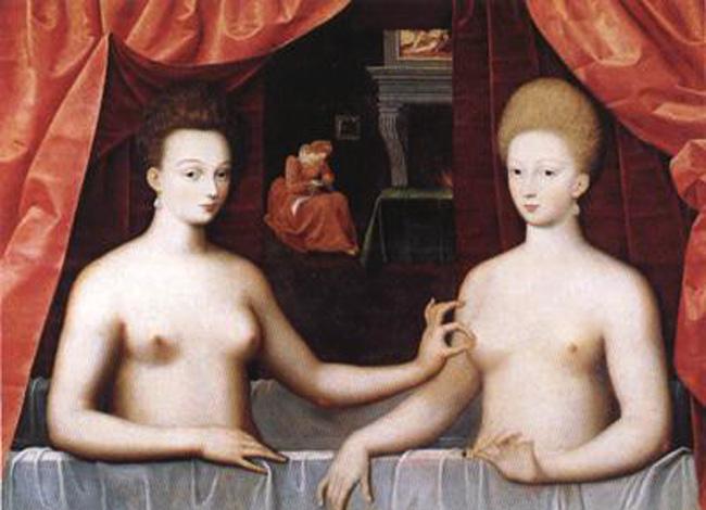 Gabrielle d'Estrees and One of,School of Fontainebleau,60x40cm