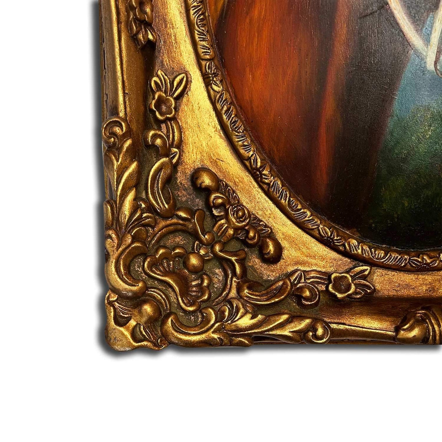 Horse painting with fantastic frame, inner size 30x40 cm