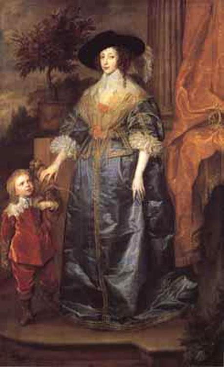 Portrait of queen henrietta maria with sir jeffrey,Anthony Van Dyck