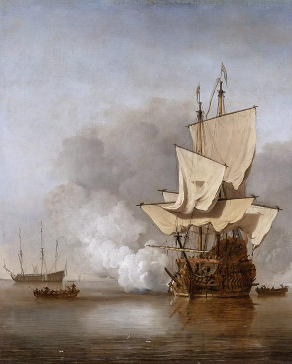 The Cannon Shot,Willem van de Velde the Younger,50x40cm