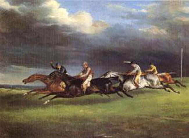 The Derby at Epsom in 1821,Theodore Gericault,50x40cm