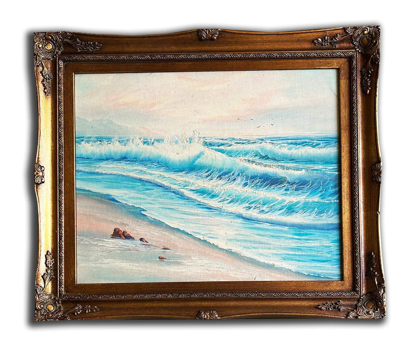 The sea, hand-painted oil painting, 54x64 cm or 21x25 ins