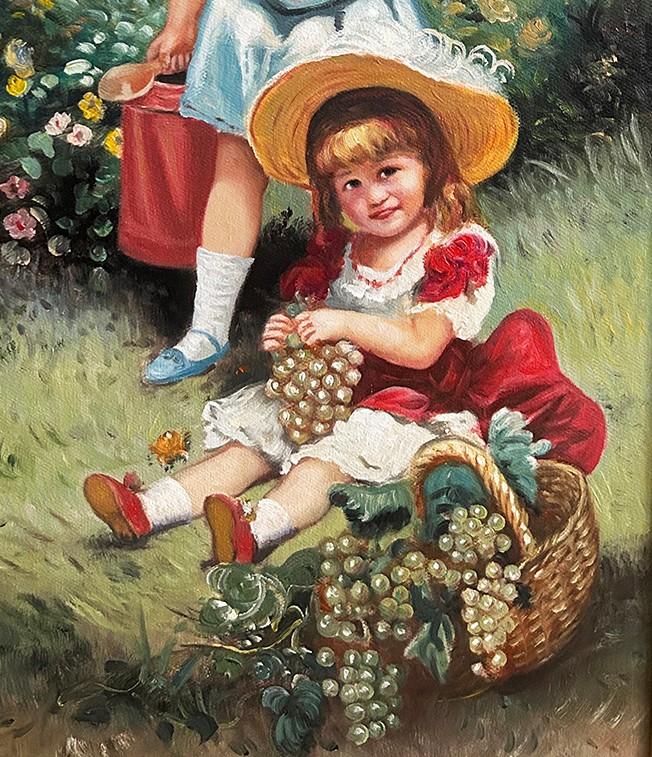Two girls oil painting, 80x50 cm