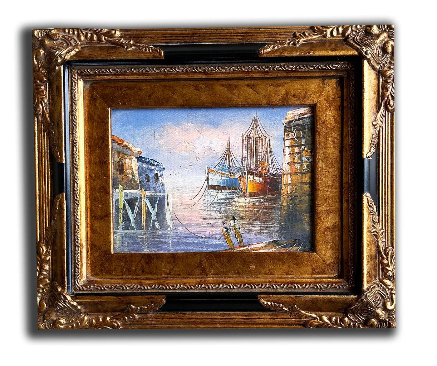 Venice and port, hand-painted 25x30 cm eller 10x12 ins
