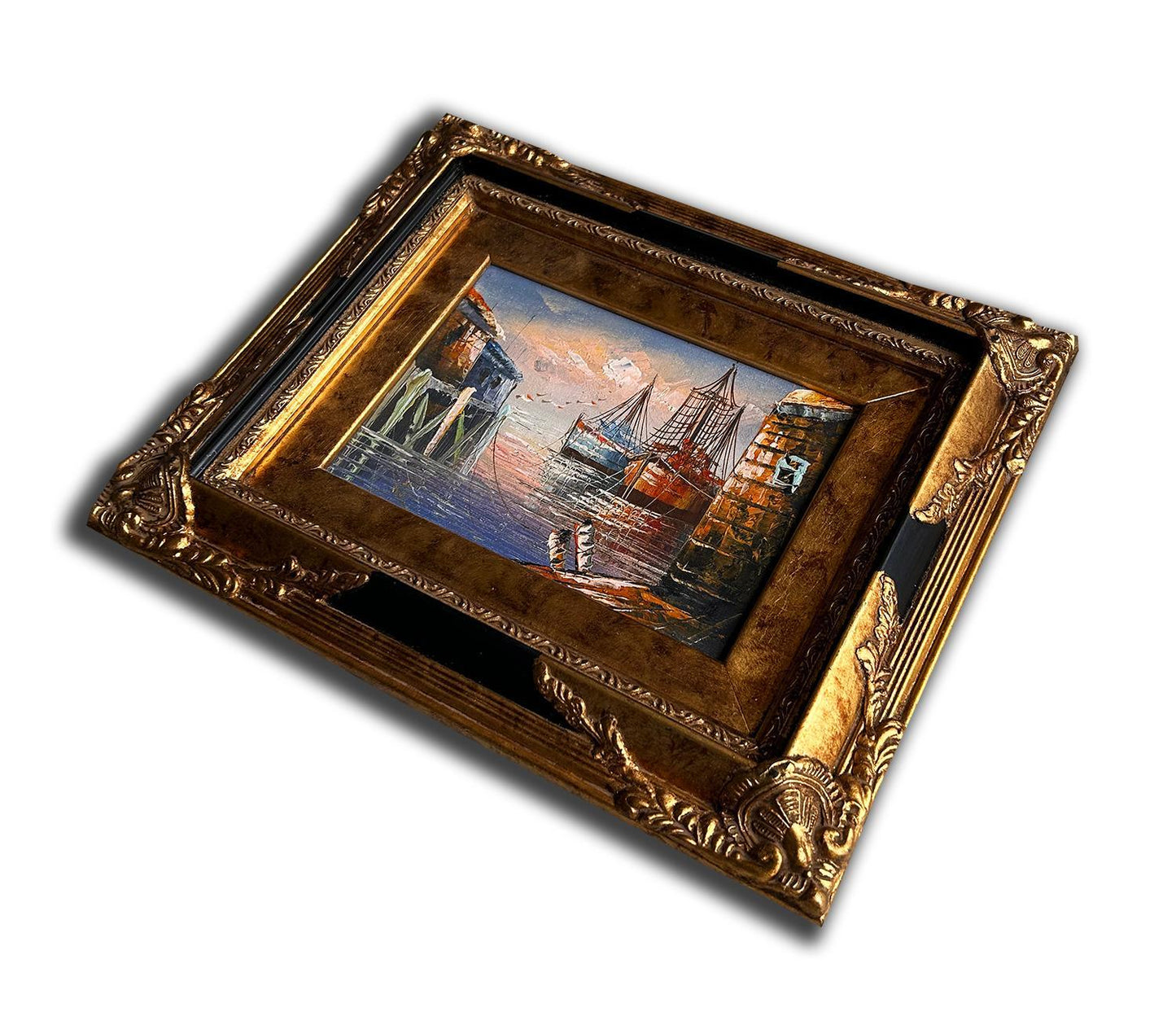 Venice and port, hand-painted 25x30 cm eller 10x12 ins