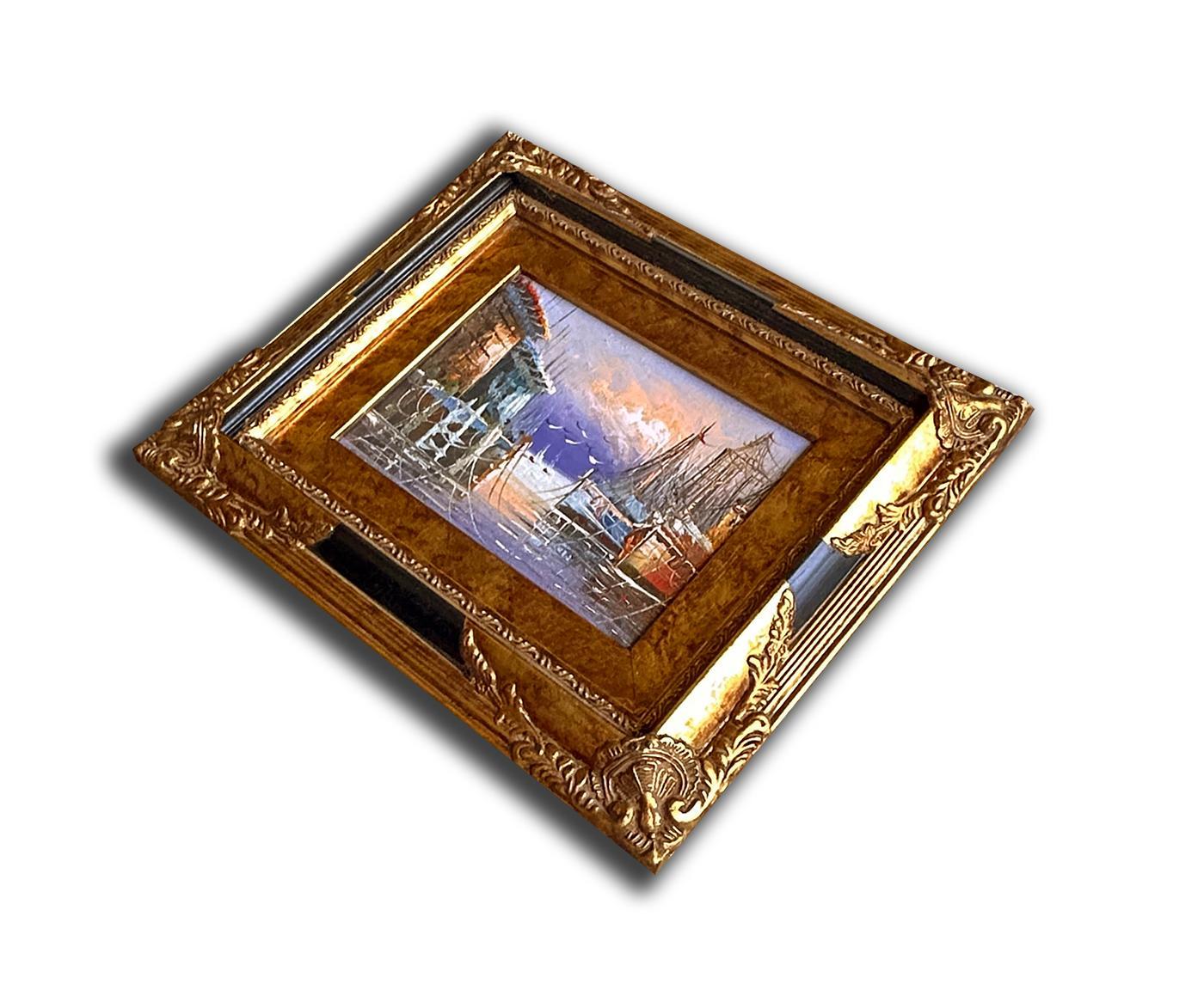 Venice and port, hand-painted 25x30 cm eller 10x12 ins