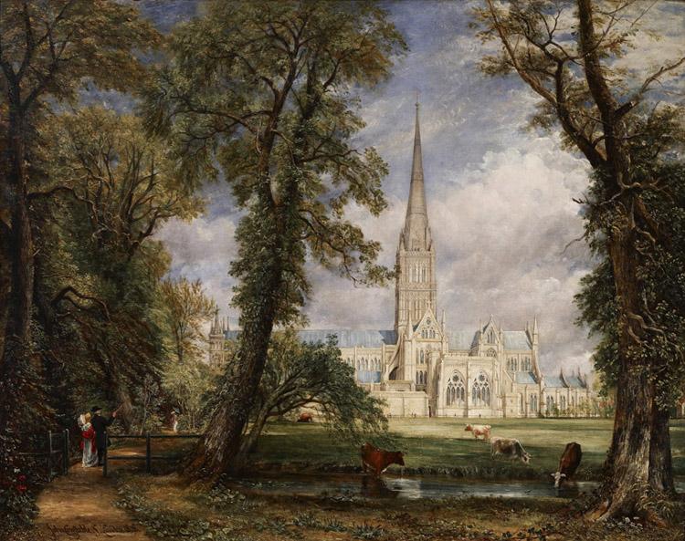 View of Salisbury Cathedral Grounds from,John Constable,50x40cm