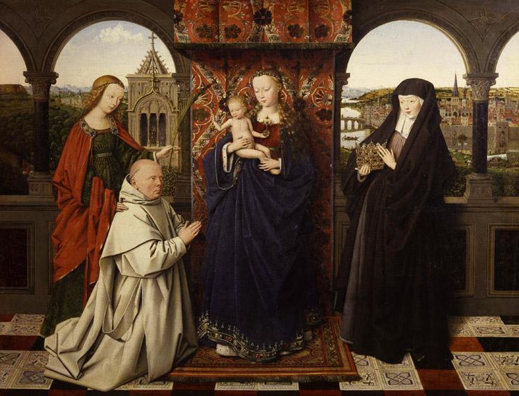 Virgin and child,with saints and donor,Jan Van Eyck,50x40cm
