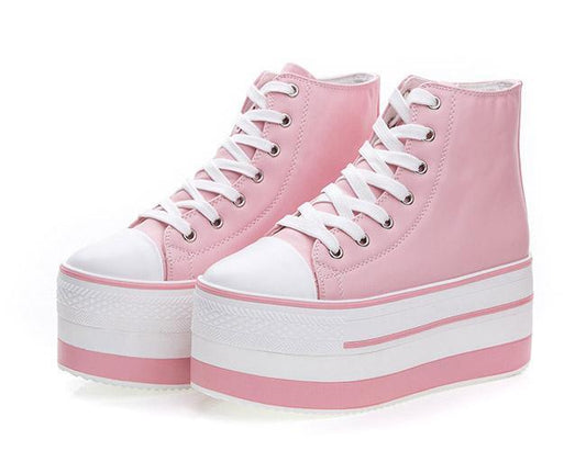 #36 Casual skor i rosa färg, 7 cm höga sulor
