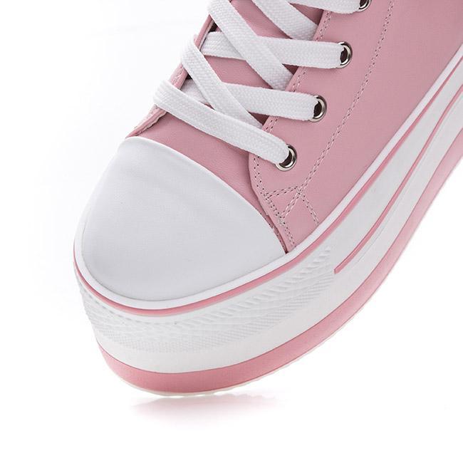#36 Casual skor i rosa färg, 7 cm höga sulor