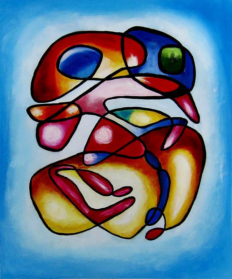 Abstrakt, oljemålning på duk, 50x60 cm