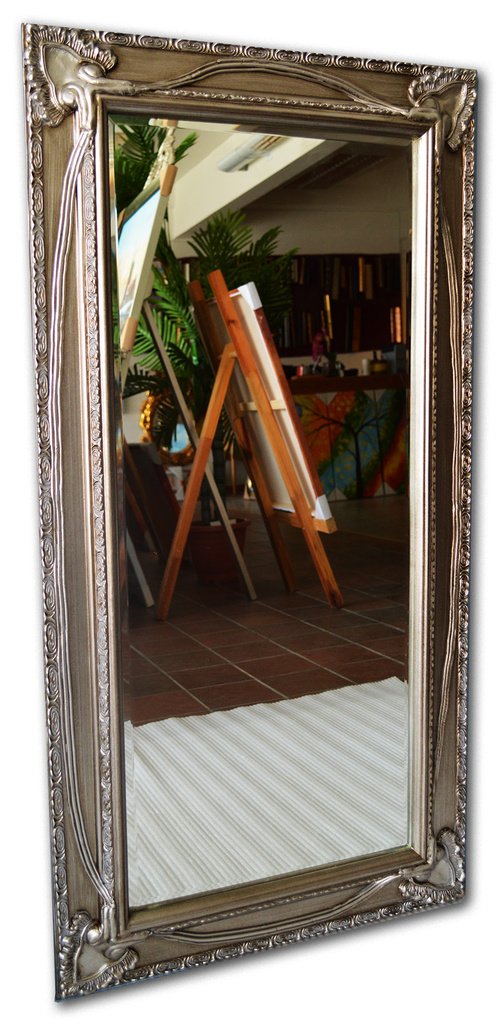 Beveled mirror in solid wood, 22x42 ins