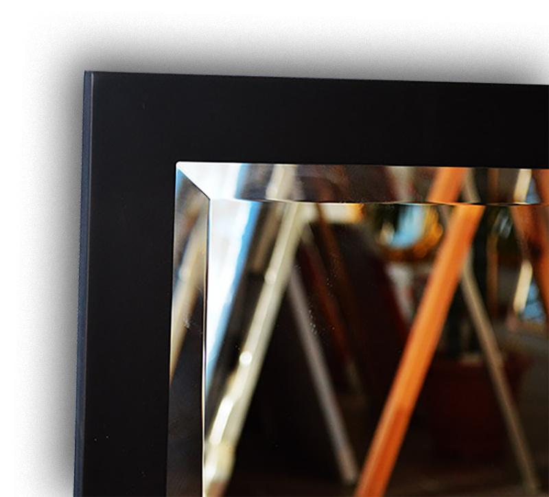 Beveled mirror in solid wood, 23x27 ins