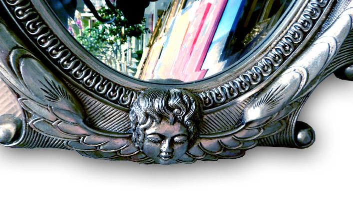 Beveled mirror in solid wood, 24x46 ins