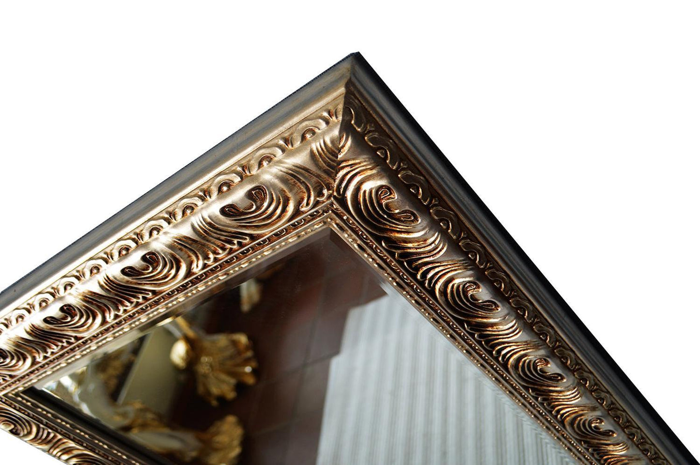 Beveled mirror with solid wood, 26x31 ins