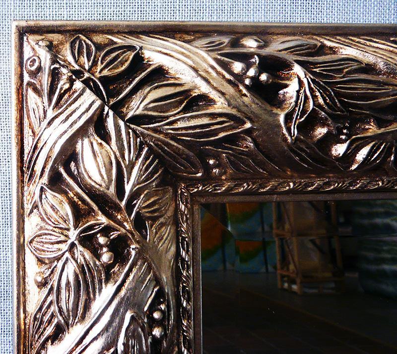 Beveled mirror with solid wood, 26x31 ins