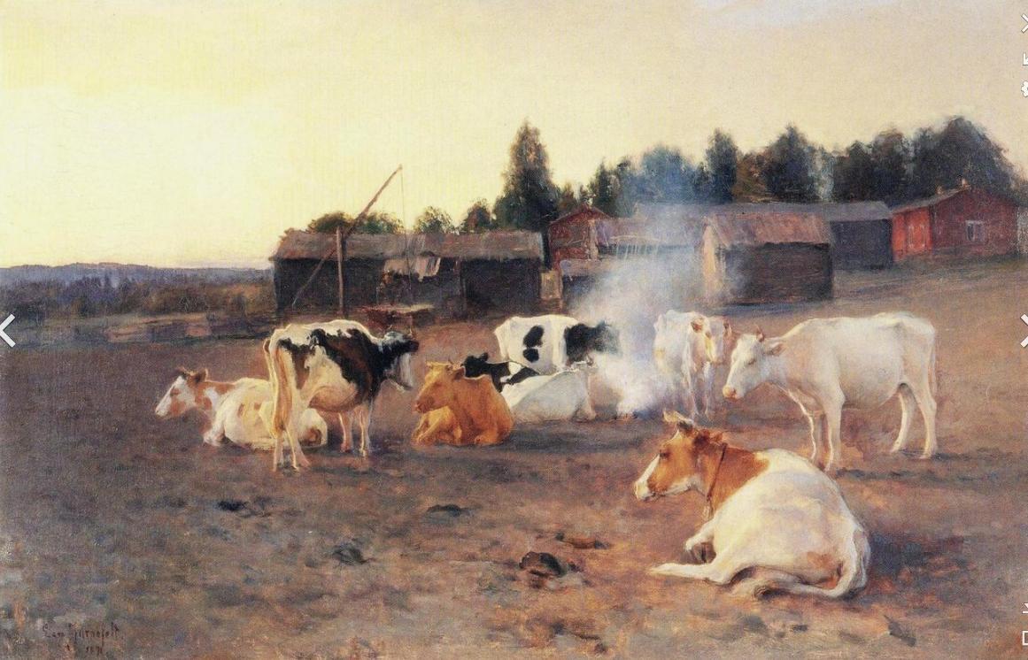 Cows in Turf Smoke, Erik Nikolai Järnefelt