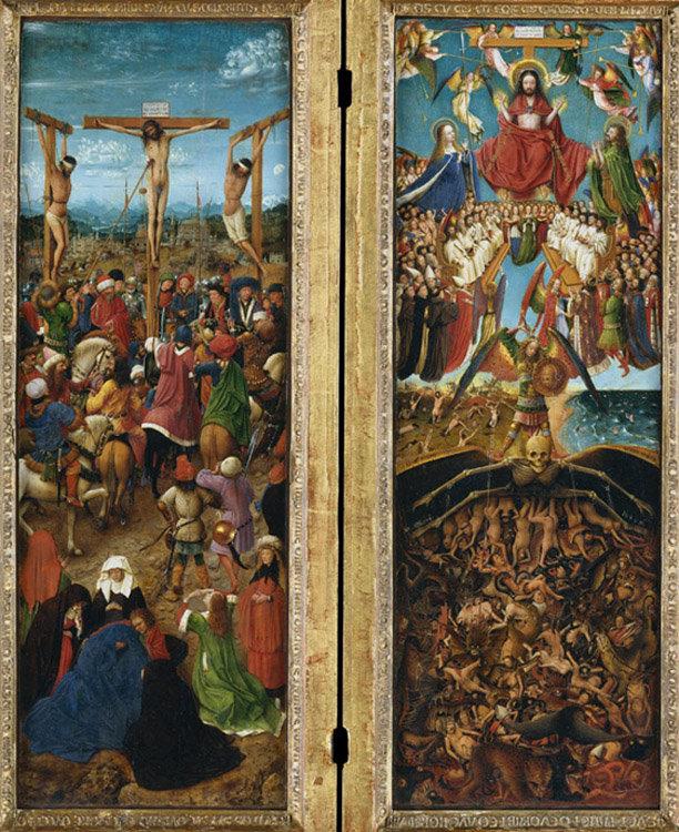 Crucifixion and Last Judgment,Jan van Eyck,50x40cm
