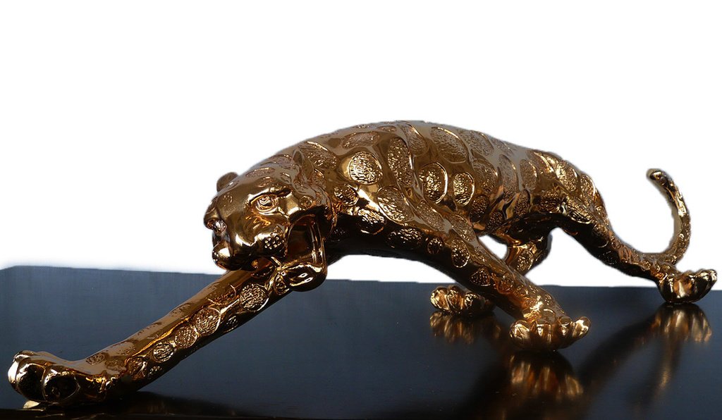 Golden leopard, sculpture 94x20x15 cm