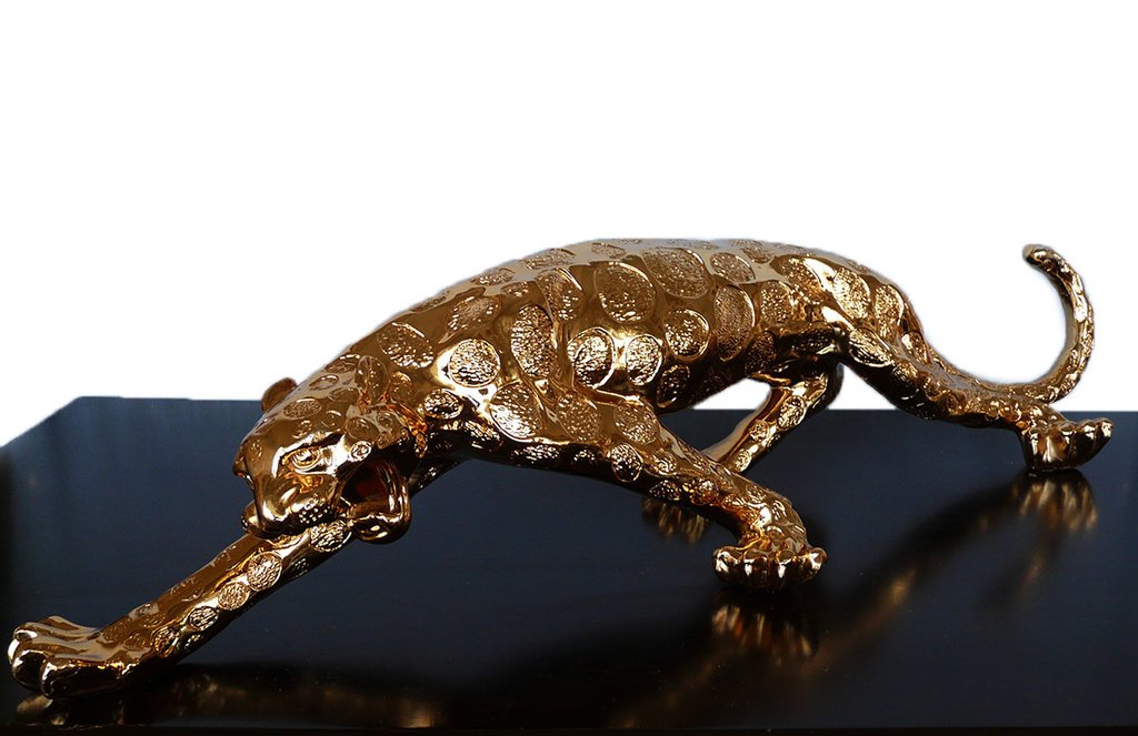 Golden leopard, sculpture 94x20x15 cm