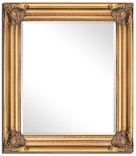 Heavy beveled mirror in solid wood, 67x77 cm