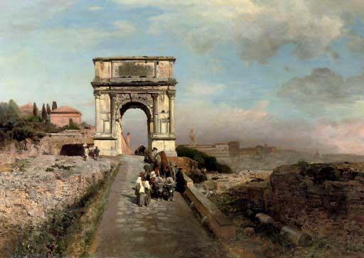 Passing through The Arch of Titus on the Via Sacra,Andreas Achenbach