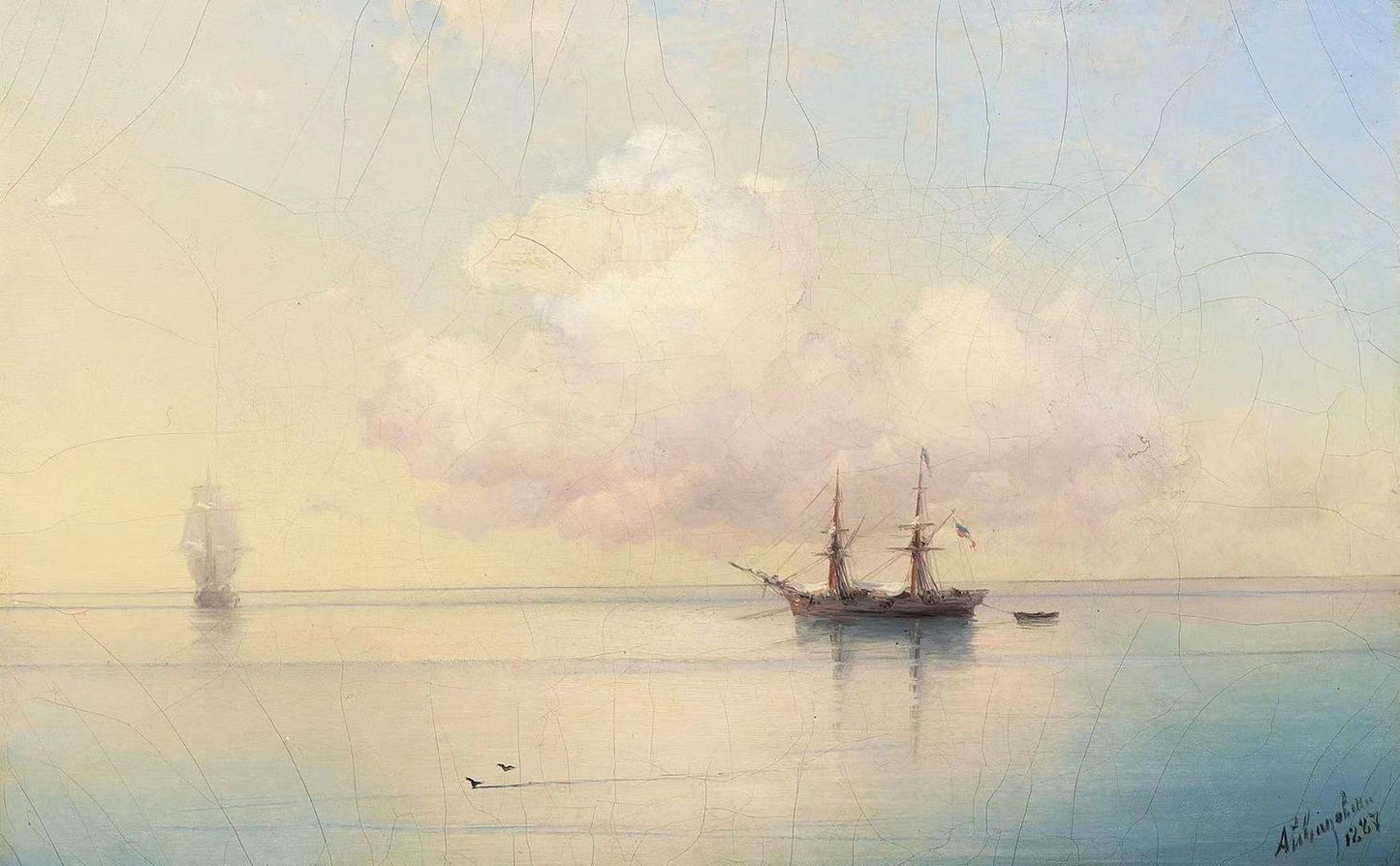 Sailing Ships on a Calm Day,Ivan Ayvazovsky,1817-1900