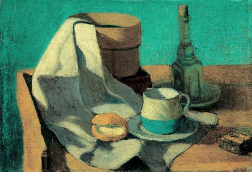 Still Life with Sieve, Bun and Mug, János Nagy Balogh