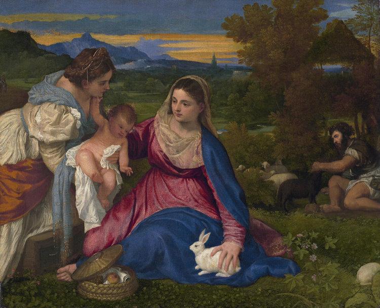 The Virgin with the rabbit,Titian,50x40cm