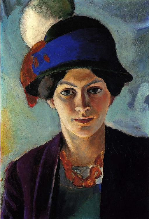The artist's wife in blue hat ,August Robert Ludwig Macke