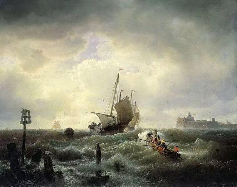 ingang tot de haven van Hellevoetsluis,Andreas Achenbach