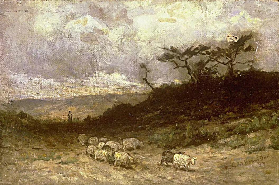 shepherd with sheep,Edward Mitchell Bannister,1828-1901