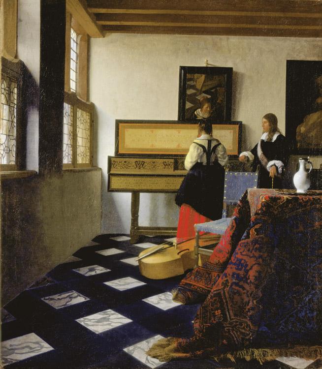 A Lady at the Virginals with Gentleman,Johannes Vermeer,60x50cm
