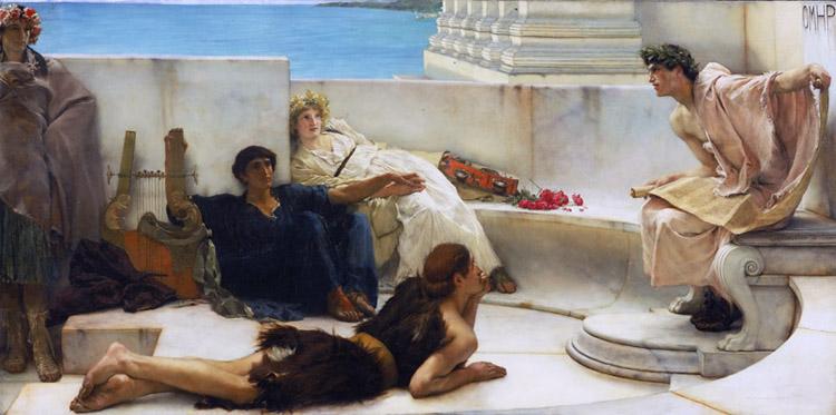 A Reading from Homer,Alma-Tadema Sir Lawrence,80x40cm