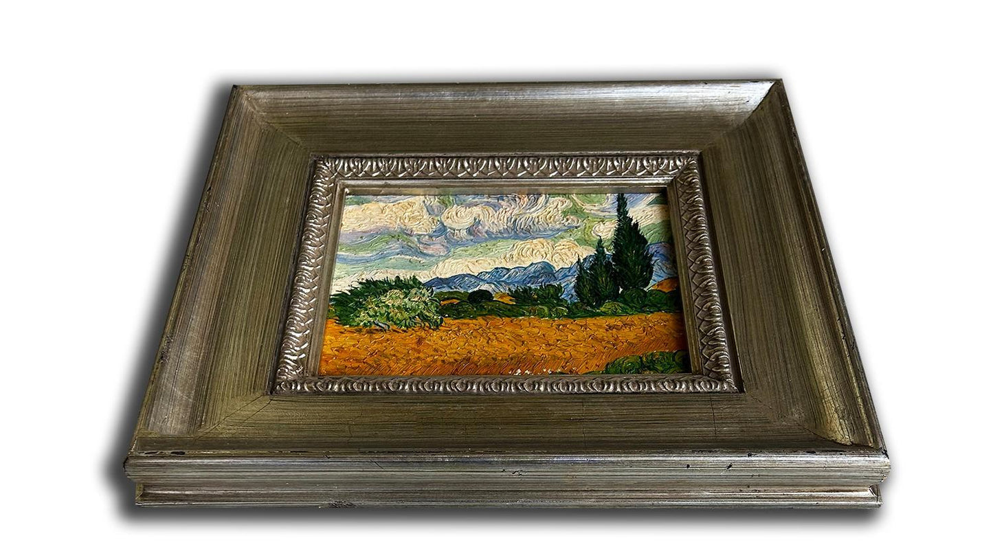 A Wheatfield, with Cypresses Vincent van Gogh, 39x44 cm eller 16x18 ins