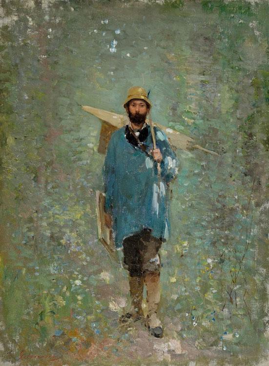 Andreescu in the Landscape,Nicolae Grigorescu,61.5x46cm