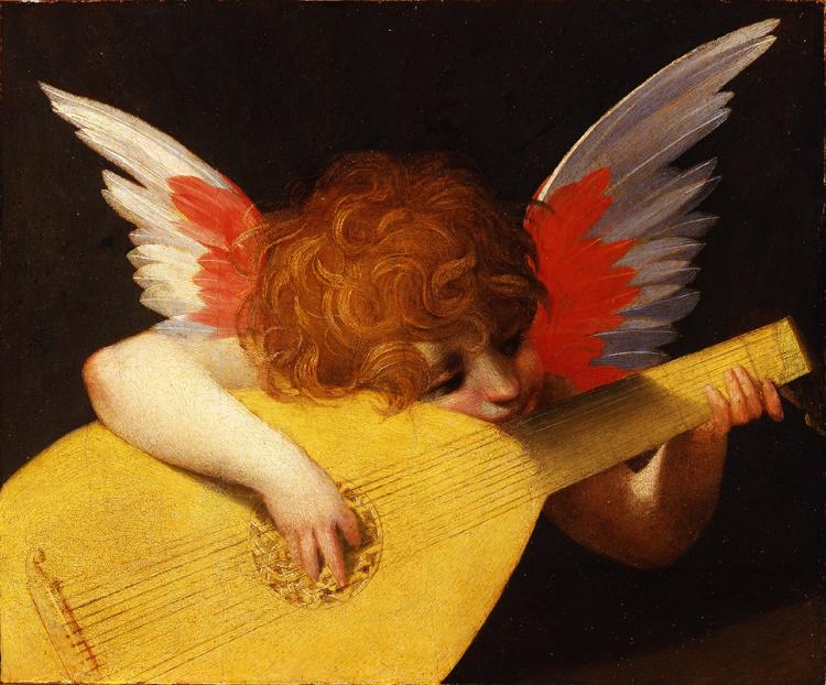 Angel Musician,Rosso Fiorentino,39.1x47cm