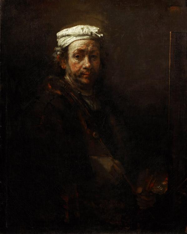 Autoportrait au chevalet,Rembrandt van rijn,50x40cm