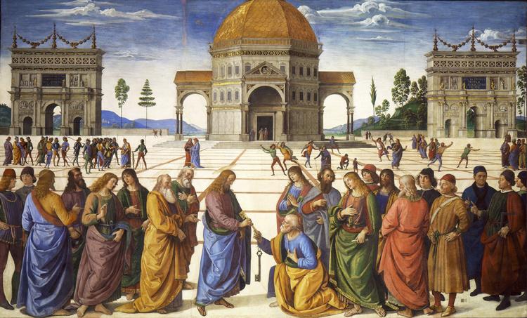 Christ giving the Keys to St Peter,Pietro Perugino,60x36cm