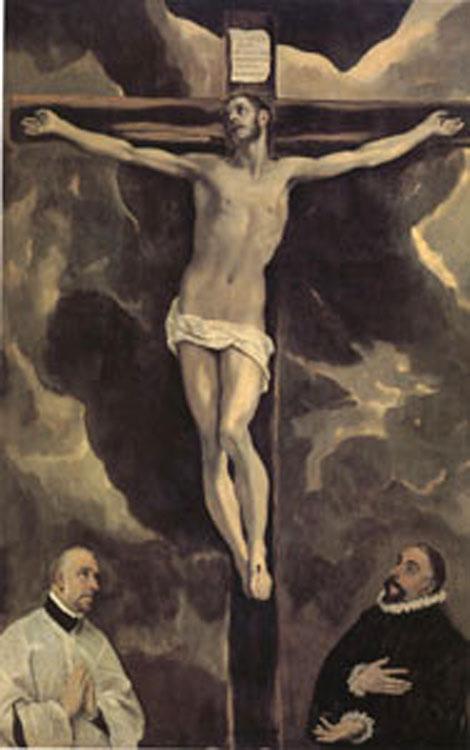 Christ on the Cross Adored by Two Donors,El Greco