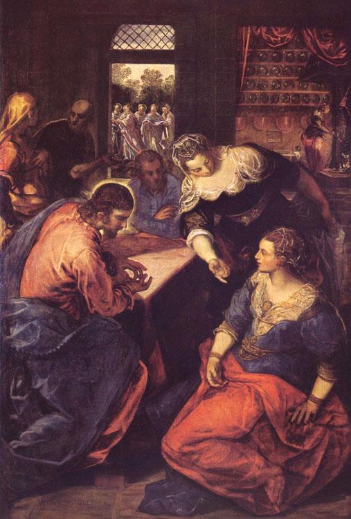 Christ with Mary and Martha,Tintoretto,60x40cm