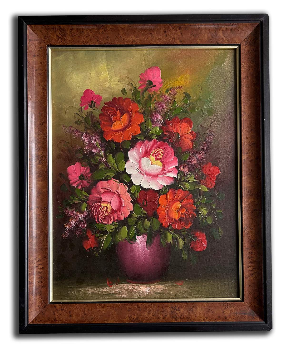 Flowers, hand-painted oil painting with frame, 38x48 cm or 15x19 ins