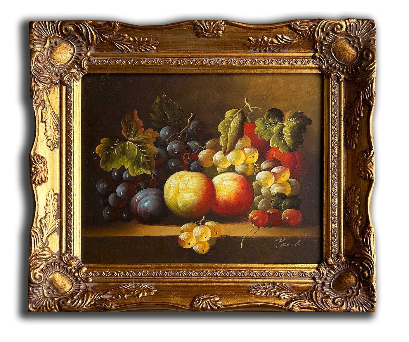 Fruits grape and peach, hand-painted 28x33 cm eller 11x13 ins